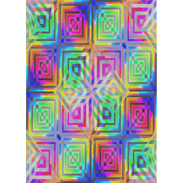 East Urban Home Abstract Green/Pink/Blue Area Rug Wayfair.ca